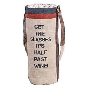 NWT Mona B. Canvas Wine Bottle bag with Fun Text